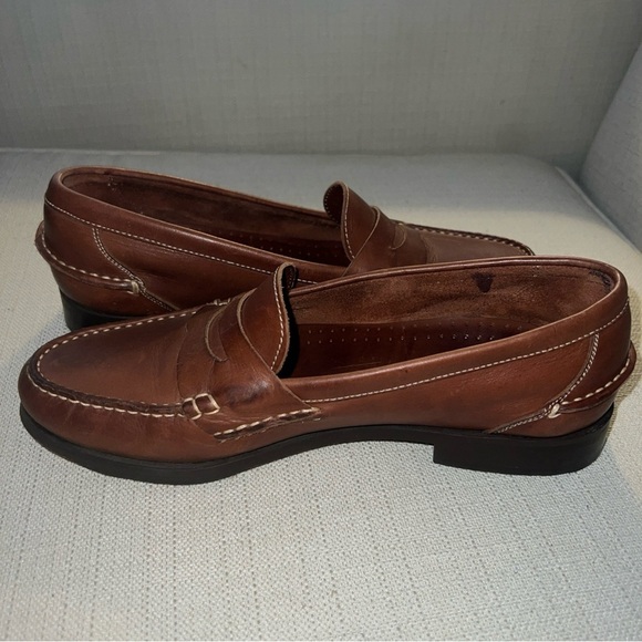 Brass Boot Brown Leather Penny Loafers Shoes Slip On Walking Gloves Men's 7.5M - Picture 7 of 11